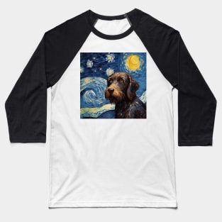 Black German Wirehaired Pointer Night Baseball T-Shirt